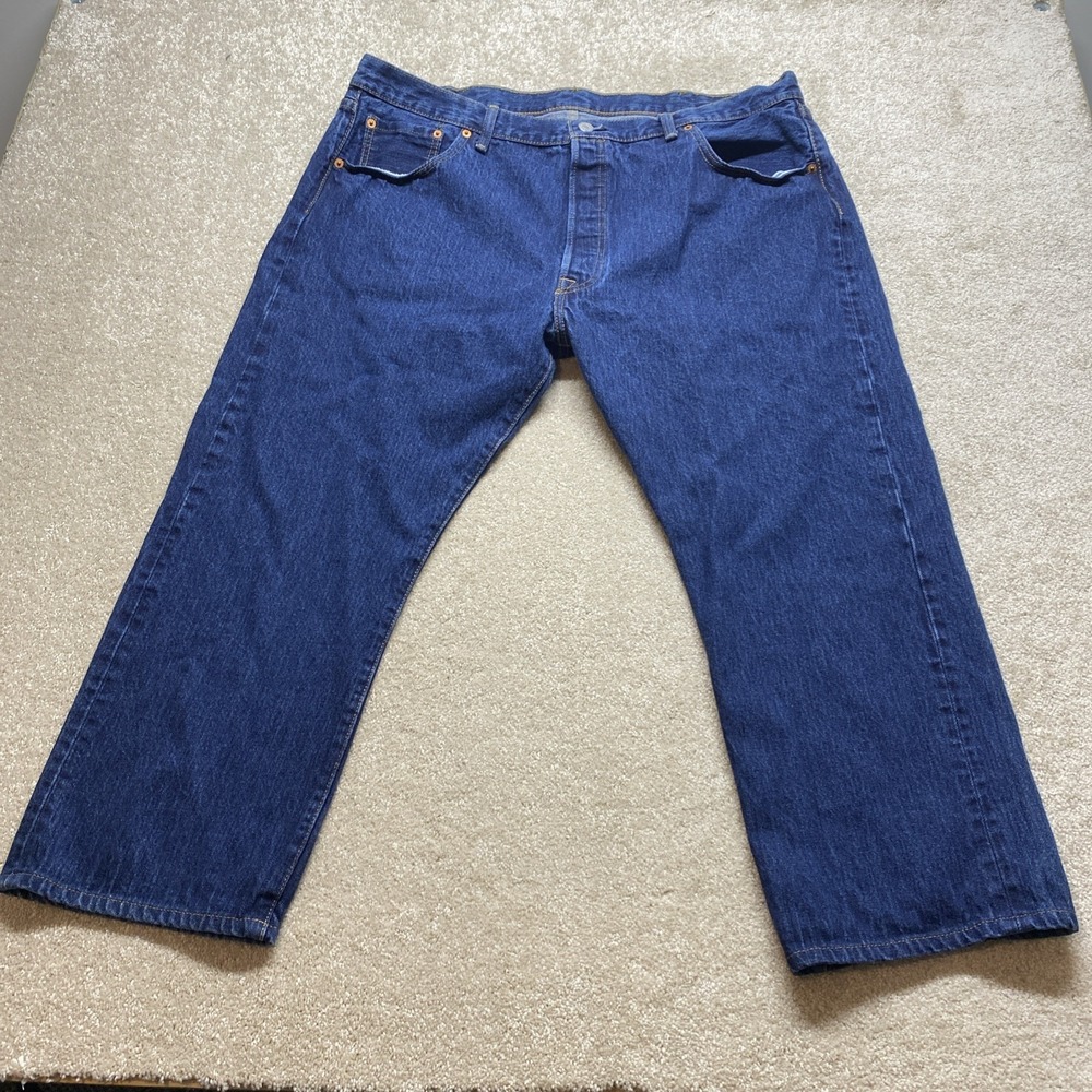 Levi's 501 Original Jeans Mens W42 L30 Blue Dark Wash Straight Leg Button Fly